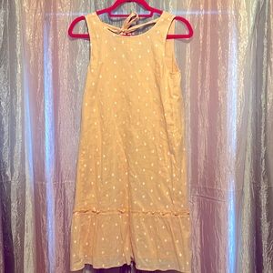 Loft Summer swing dress in peach with white polka dots